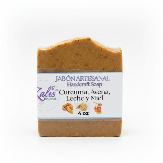 Golden | Jabón Artesanal de Avena, Cúrcuma, Leche de Cabra y Miel para Piel Sensible